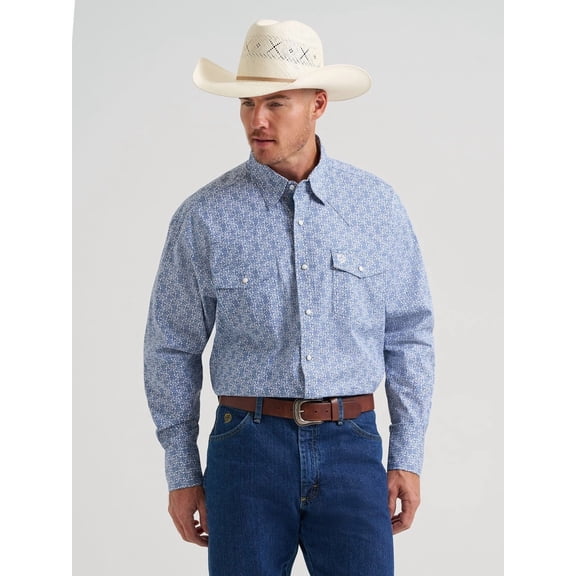 Wrangler Mens George Strait Blue Floral Shirt