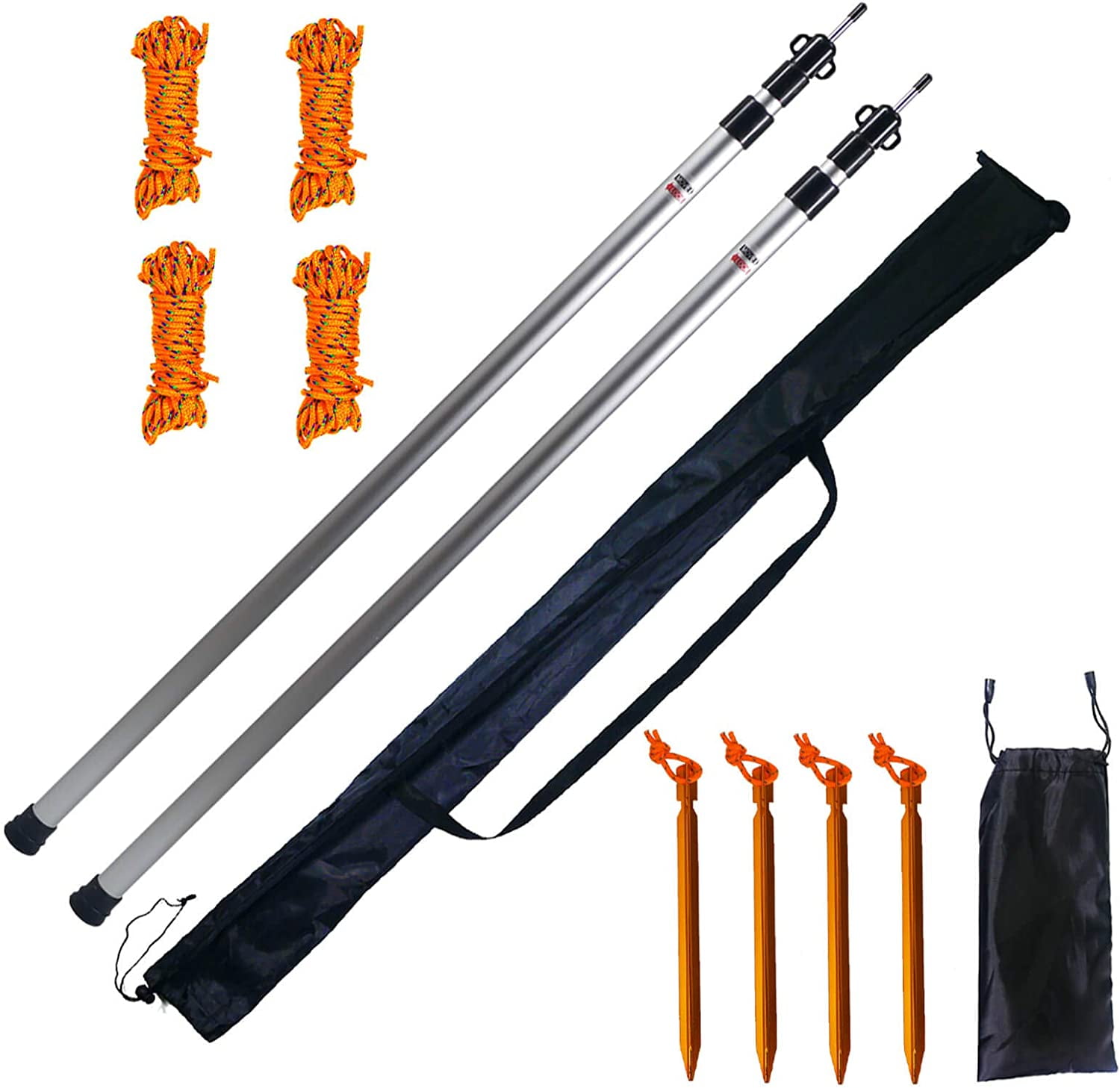 Tarp Poles Adjustable Heavy Duty, Set of 2 Aluminum Tarp Poles
