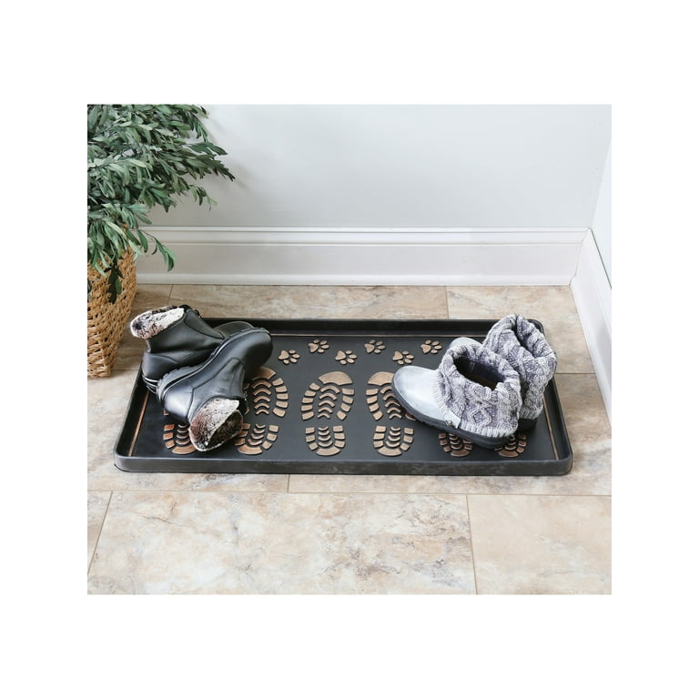 PetLike Boot Tray for Entryway Indoor, Pet Food Mat Tray, 16.7 x 12.8 inch  2 Packs, Waterproof Rubber Shoe Tray for Indoor and Outdoor, Multi-Purpose