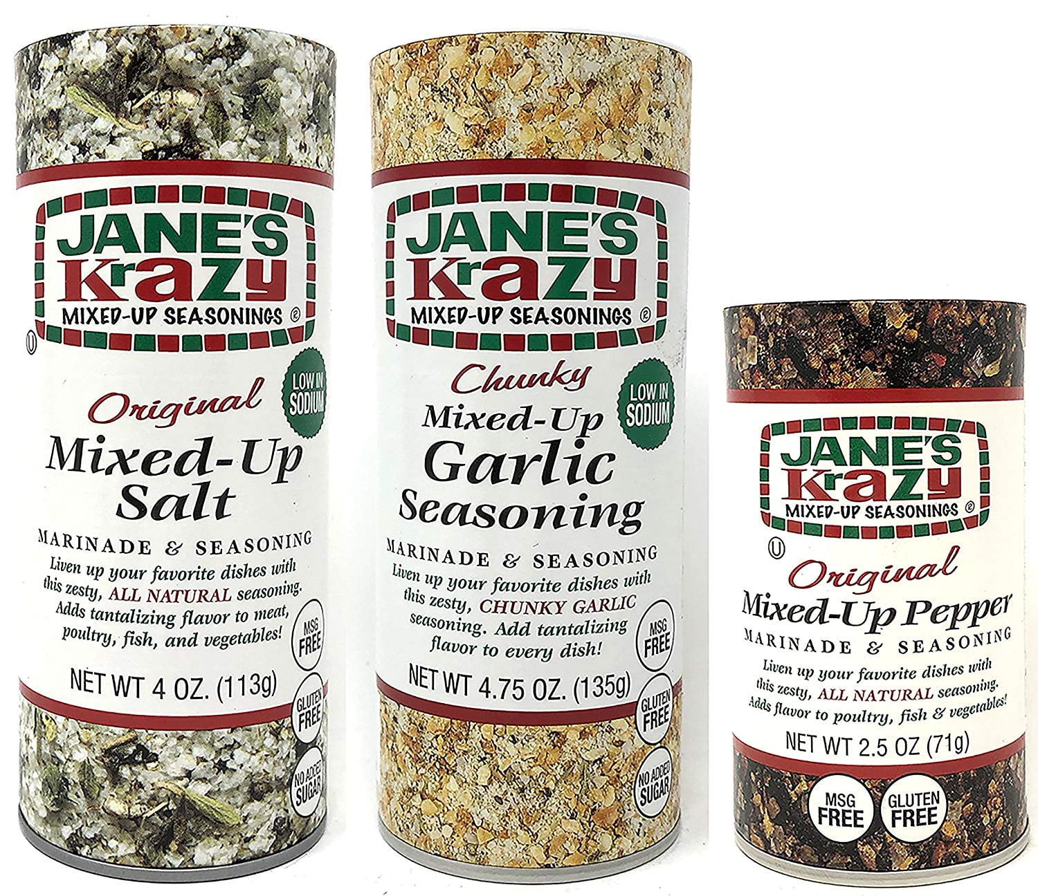 Jane's Krazy Mixed Up Seasonings Variety Pack of 3 MixedUp Salt
