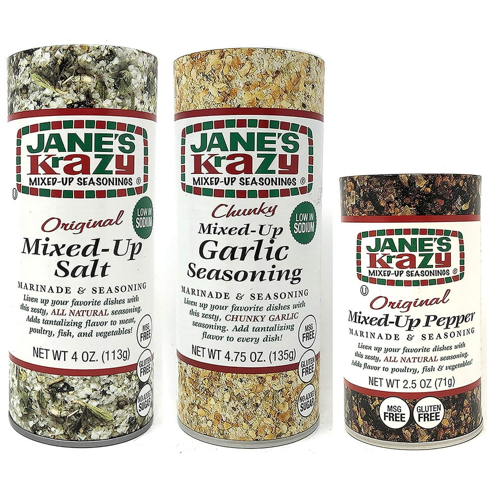 Jane's Krazy Mixed Up Seasonings Variety Pack of 3 MixedUp Salt