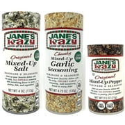 Jane's Krazy Mixed Up Seasonings Variety Pack of 3 - Mixed-Up Salt Pepper and Garlic