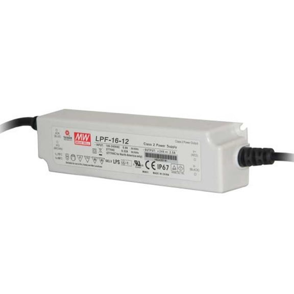 LED Driver 16 Watt Single Output Switching Power Supply, 12 Volts @ 1.34 Amps