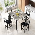 thumbnail image 2 of Lamerge 4 Person Dining Table Set, Solid Wood Dining Table with 4 Upholstered Leather Chairs, Modern Kitchen Dining Room Dining Table Set for Small Spaces, Apartments, Kitchens, Dining Rooms. Gray., 2 of 9