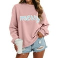 thumbnail image 6 of Jkety Christmas Clothing for Women Christmas Sweatshirts Women: Sequin Merry Christmas Letter Print Sweater Embroidered Striped Xmas Pullover Tops Pink,2XL, 6 of 6