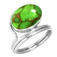 thumbnail image 1 of 925 Silver Ring For Women - Men Copper Green Turquoise Stone Silver Ring Size 11.5 Hand Made Silver Ring Size 11.5 Gift For Girl Friend On Wedding 925 Gemstone Silver Jewelry, 1 of 6