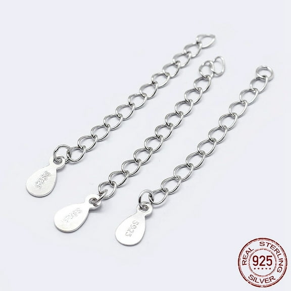 2pc 925 Sterling Silver End with Extender Chains and Drop Charms with S925 Stamp Silver 48mm Hole: 1.5mm