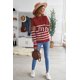 thumbnail image 3 of ABPHQTO Jersey de mujer con cuello alto y rayas color vino, manga larga y botones, 3 of 5