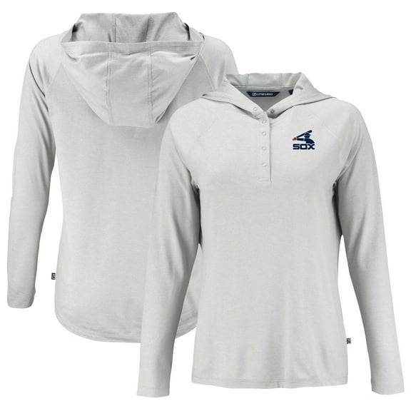 Women's Cutter & Buck Gray Chicago White Sox Cooperstown Collection Coastline Epic Comfort Eco Recycled Hoodie Raglan
