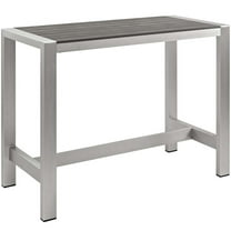 Modway Shore Outdoor Patio Aluminum Rectangle Bar Table in Silver Gray