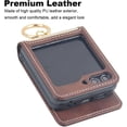 thumbnail image 2 of for Samsung Galaxy Z Flip 5 Case with Card Holder & Ring, Premium PU Leather Back Cover Hard PC Bumper All-Round Protection Protective Phone Case for Z Flip 5 2023 - Coffee, 2 of 11