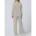 thumbnail image 4 of Women 2 Piece Outfits 2025 Fall Fashion Wide Leg Pants Lounge Set Leisure Travel Vacation Sweatsuits Light Khaki M, 4 of 7