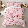 thumbnail image 2 of Manfei Western Cowgirl Hats Boots Twin Quilt Set for Girls,Teens Female Cartoon Cherry Bowknot Twin Coverlet Set, 2 of 7
