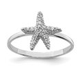 thumbnail image 1 of 925 Sterling Silver Cubic Zirconia Cz Starfish Ring Sea Shell Life, 1 of 7