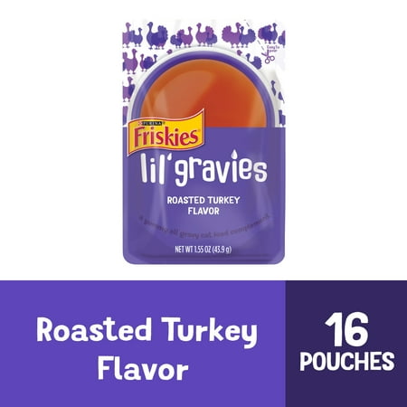 UPC: 0050000543823 | Purina Friskies Lil Gravies Roasted Turkey Flavor Gravy Wet Cat Food for Adult 1.1 oz. Pouch (16 Count)