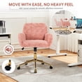 thumbnail image 5 of PAPROOS Vanity Chair with Back, Adjustable Swivel Makeup Desk Chair with Wheels and Arms, Fluffy Home Office Task Chair with Artificial Rabbit Hair for Bedroom, Dorm, Study Room, Pink, 5 of 9