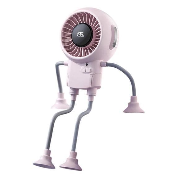 Rechargeable Portable Robot Fan Table Fan with 3 Speeds, Low Noise, Suction Cup Base, Compact Handheld Air Circulator for Office Home Camping 1 Pack