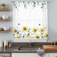 thumbnail image 5 of Sunflowers Bees Sheer Curtains 45 Inches Long, Spring Eucalyptus Leaves Light Filering Curtains, Breathable Simi Curtain Privacy Drapes for Kitchen Bathroom Lightweight Small Window Treatment, 5 of 9