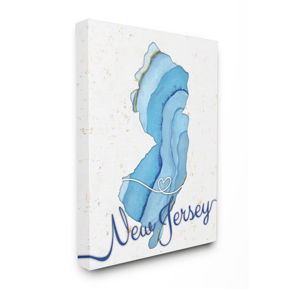 Stupell Industries New Jersey Agate Blue US State Design Canvas Wall Art by Ziwei Li