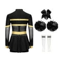 thumbnail image 2 of LiiYii Kids Girls Cheer Leader Dance Outfit Cheerleading Skirt Set Stage Party Performance Dress Up Black B 8, 2 of 5