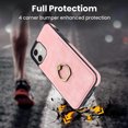 thumbnail image 3 of Feishell Fit for Apple iPhone 11 Case with 360° Rotatable Ring Holder,Shockproof Drop Resistant Premium Plain PU Leather Soft TPU Card Slots Kickstand Back Protective Phone Case,Pink, 3 of 8