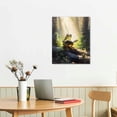thumbnail image 2 of General Canvas Wall Art Picture 16x20in for Living Room Bedroom Arts Funny Bathroom Wall Art Hand Painted Happy Frog Reading Book Large Painting Pictures with Framed for Decor White, 2 of 3