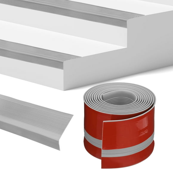 Uxcell Stair Edge Trim 10FT Vinyl Rubber Stair Nosing Non-Slip Self Adhesive Stair Edge Trim Strips Grey 1.38 Inch