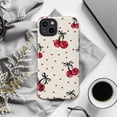 thumbnail image 6 of Cute Cherry Heart Phone Case, Girly Aesthetic Fruit Design iPhone Cover with Bow Pattern for iPhone 17 16 15 14 13 12 11 Pro Plus Mini, 6 of 6