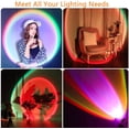 thumbnail image 4 of 16 Colors Sunset Projector Lamp 360 Degree Rotation Color Changing Rainbow Projection Light Romantic Visual LED Light with Tripod Sunset Floor Lamp Light for Photography Home Party Bedroom, 4 of 8