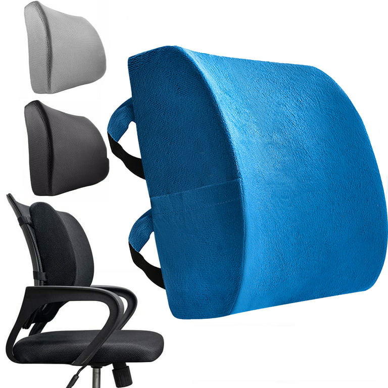 OriginalSourcing Comfort Lumbar Support Pillow for Office Chair - Pure  Memory Foam Back Cushion for Car Mens Father's Day Gifts for Women (Blue)