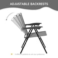 thumbnail image 3 of Folding Outdoor Bistro Set, Patio Table and Chairs with Reclining Backrest and Round Dining Table, Grey, 3 of 7