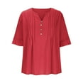 thumbnail image 3 of Womens Tunic Tops with Legging, Short Sleeve Shirts for Women Summer Casual Ruched Ruffle Notch V Neck Dressy Blouses, 3 of 6