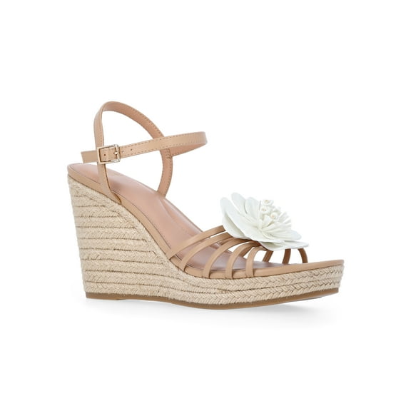 Time and Tru Women's Flower Espadrille Wedge Sandals