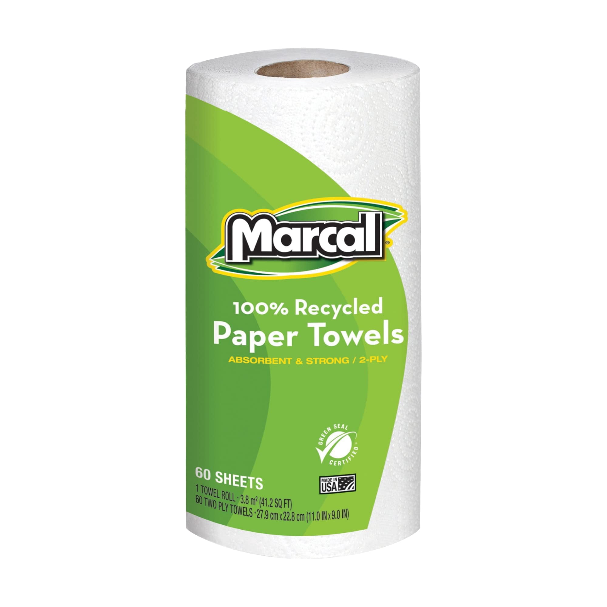 Marcal® Small Steps™ 100% Recycled 2-Ply Paper Towels, 60 Sheets Per Roll, Case Of 15 Rolls