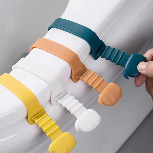 Mango de tapa de inodoro de silicona de dibujos animados, taburete ajustable antisuciedad, dispositivo de elevación con aleta, elevador de cubierta de asiento de inodoro, accesorio
