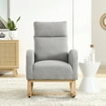 thumbnail image 2 of Upholstered Rocking Chair, Modern Accent Rocker Armchair with Side Pocket and Solid Wood Base,Leisure Single Sofa Chair for Bedroom, Apartment, Office,Grey, 2 of 7