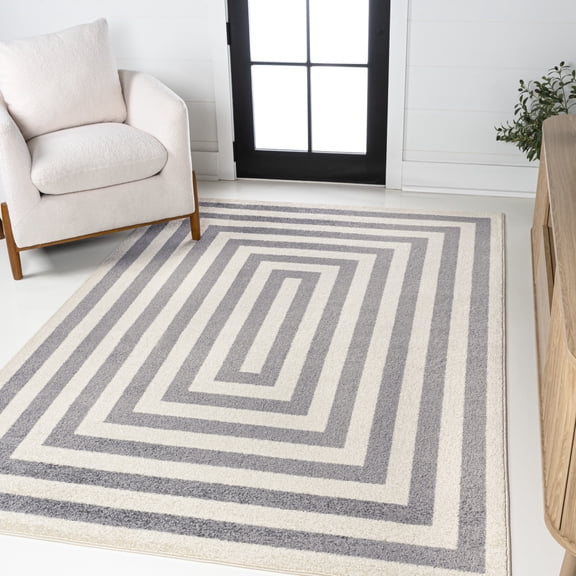 JONATHAN Y MOROCCAN HYPE 8 x 10 Area Rug, Bandol Mitre Stripe - Gray/Ivory, MOH211E-8