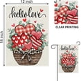 thumbnail image 2 of Hello Love Red Heart Decorative Garden Flag, Valentine''s Day Leaves Plaid Stripes Basket Yard Outside Decorations, Anniversary Wedding Farmhouse Outdoor Small Home Decor Double Sided 12.5x18, 2 of 6