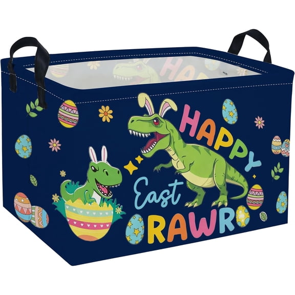 Rectangle Easter Dinosaur Baskets Kids Baskets Cute Storage Bin Organizer Box for Room Decor Gift Basket(Easter dinosaur)