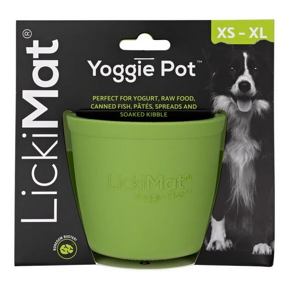 LickiMat Yoggie Pot Green Rubber Slow Feeder For Dogs