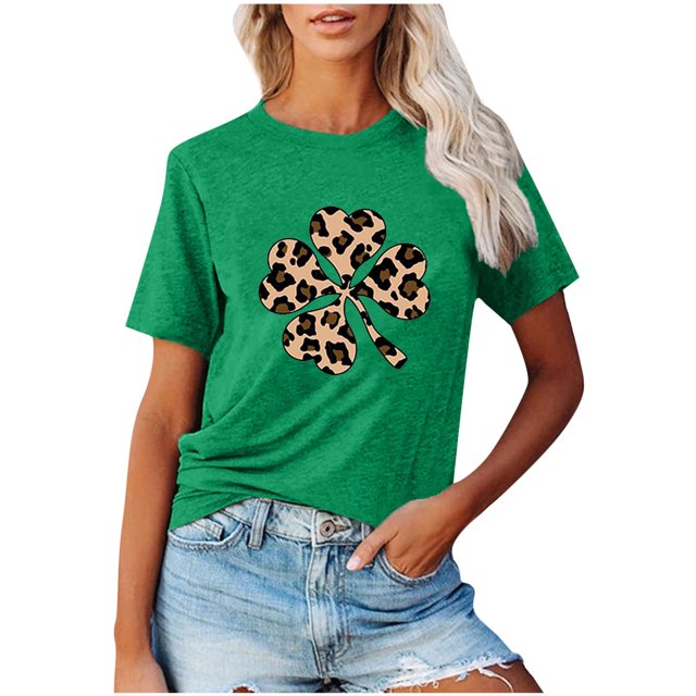 QIPOPIQ T-Shirts à Manches Courtes Col Rond pour Femmes T-Shirts de la Saint-Patrick T-Shirt Trèfle T-Shirt Vert T-Shirt de Vacances T-Shirts Graphiques Offres