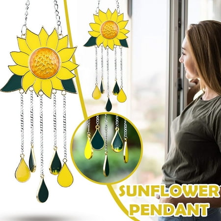 

Bedroom Sunflower Decorations Chime Wind Living Room Pendant Crafts Home Decor