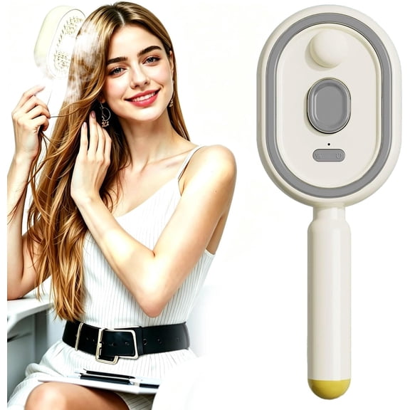 Electric Steam Brush, Wet Electric Hairbrush - Hair Brush with Water Spray, Rechargeable Steam Hair Straightener, Reduce Frizz Nourishes Hairs for Women Girls Grooming Styling Add Shine (Beige)