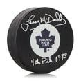 thumbnail image 1 of Lanny McDonald Signed Toronto Maple Leafs Retro Logo Puck with 4th Pick Note, 1 of 1