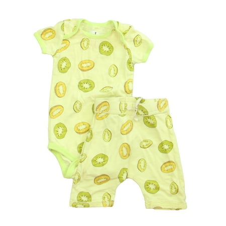 

Pre-owned J.Crew Boys Green Fruit 2-piece Pajamas size: 3-6 Months