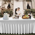 thumbnail image 6 of SUNTQ Table Skirt for Rectangle Tables 6ft , Fitted Table Cover for 6 foot table, White Table Cloth for 6 ft Table with Skirt, Wrinkle Resistant Spandex Table Skirt and Table Cloths for Parties, 6 of 9