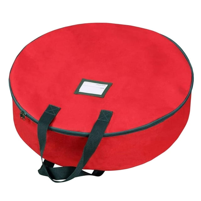 yuksok acituna Christmas Wreath Storage Bag 30" Durable Material Card Slot Artificial red