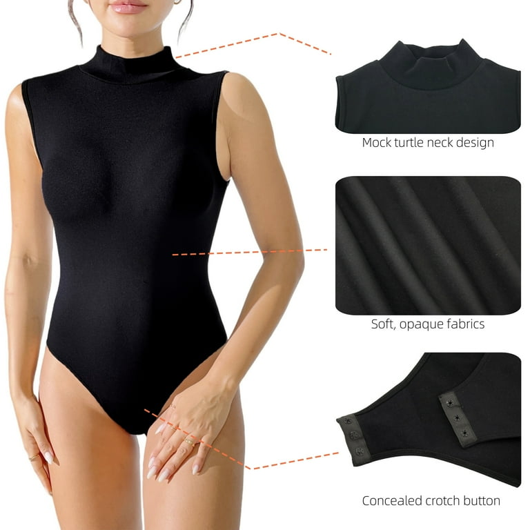 YUSHOW Women's Mock Turtle Neck Sleeveless Bodysuit Sexy Tank Tops