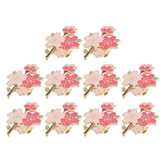 OFFIGAM 10Pcs Blossom Flower Brooch Pins Metal Enamel Lapel Pins Elegant Floral Badge
