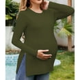thumbnail image 4 of Gpaecead Women's Maternity Shirts Solid Color Long Sleeve Pregnant Comfort Casual Maternity Tops Olive Green, 4 of 8